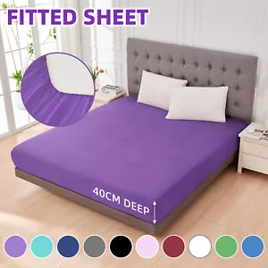 Luxury Extra Deep Fitted Sheet Ultra Soft Double/Queen/King Size Bed Sheet Cover - Picture 1 of 78