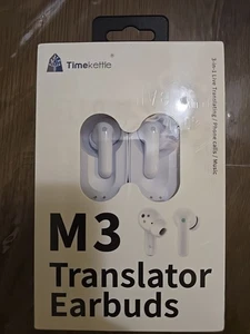 TimeKettle M3 White Bluetooth 3 In 1 Language Translator Earbuds With Manual - Picture 1 of 3