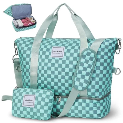 Bolso Weekender para Mujer - Bolsa de Viaje con Compartimento para Zapatos y Bolsillo Húmedo, A... Foto 1 de 4