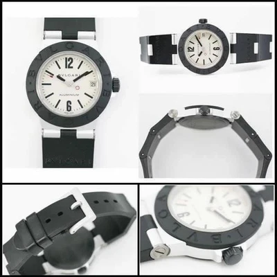 Bvlgari Diagono Aluminio AL32TA Unisex Cuarzo Goma Correa Negro Accesorio Foto 1 de 4