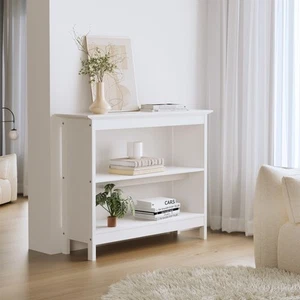 Oikiture 3-Tier Console Table Open Shelf Wood Sofa Table Hall Side Entry White - Picture 1 of 10