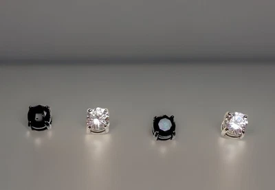 NO PIERCE MAGNETIC EARRINGS  Lot of 2 Pair Black & Clear Gorgeous Large Crystals - Image 1 of 4