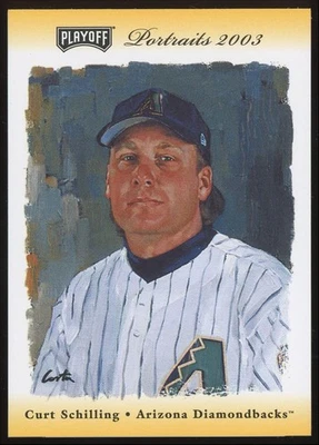 Curt Schilling #7 2003 Playoff Portraits Materials Combo Gold Bat Jersey SP /10 - Image 1 of 3