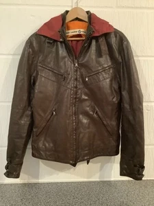 Rare Brown Leather Parka By The Designer Fake London Genius. Size Medium - Picture 1 of 12