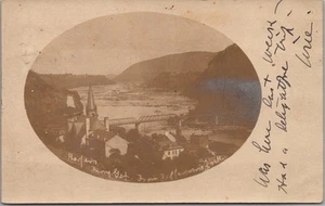 Tarjeta postal de Virginia Occidental Harpers Ferry de la década de 1900 vista panorámica desde Jefferson's Rock - Imagen 1 de 2
