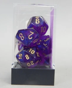 Chessex Polyhedral game dice set OOP Royal Purple Glitter Borealis 27467 - Picture 1 of 3