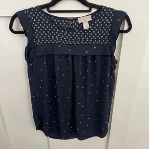 Damen Loft Outlet Flatterärmel Bluse - XS - marine & weiß Muster - leicht - Bild 1 von 10