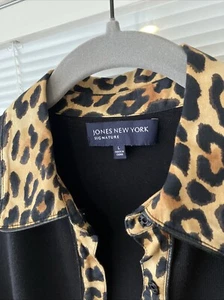 Jones New York Jacke schwarz/ Animal Print Kragen M - Bild 1 von 10