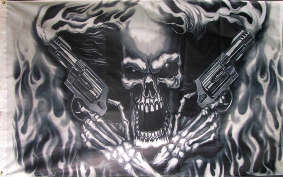 SKULL GUNS/FLAMES 3X5 FLAG - Image 1 of 1