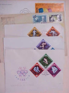 ROMANIA 5 DIFF. FDC 3 ARE IMPERF OLYMPICS 1964 & 1 SHEETLET 1980, FDC 1958 - Picture 1 of 1