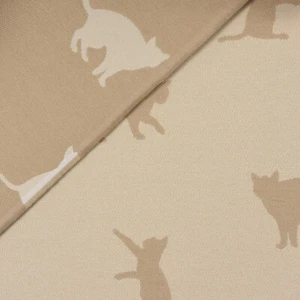 Dekostoff Jacquard Plaidstoff Wendestoff Cats Cosy Katzen sand beige 1,40m Breit - Bild 1 von 9