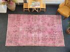 Rosa Oushak Teppich 6x9 türkischer Teppich, übergefärbter Teppich errötet, Teppich Wohnzimmer MOND.155