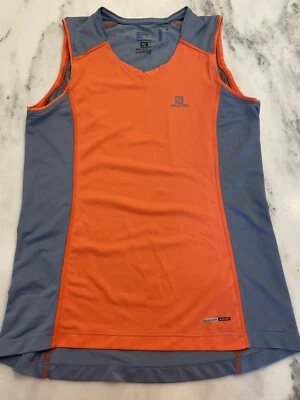 Salomon Women's Tank Top Medium AdvancedSkin Activedry Sleeveless Grey & Orange - Image 1 of 4