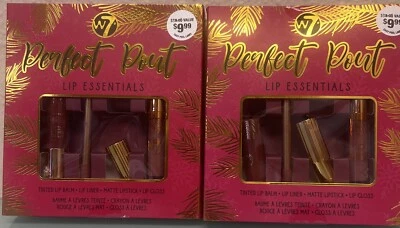 Juego de 4 piezas nuevo W7 Perfect Pout Lip Essentials Foto 1 de 2