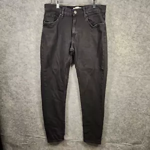 Zara Black Jeans Mens 34 Denim Stretch Dark Wash Tapered Grunge Skate Casual - Picture 1 of 11