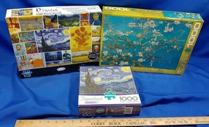 LOT 3 VINCENT VAN GOGH Art Puzzles Starry Night Almond Branches in Bloom Gallery - Picture 1 of 10
