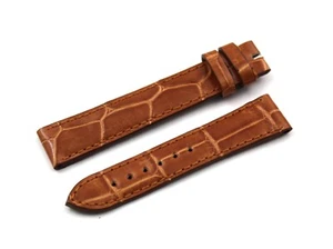 Bracelet En Cuir D'Alligator Miel 18/16mm Haute Qualité Fait Main Femme Promo - Imagen 1 de 3