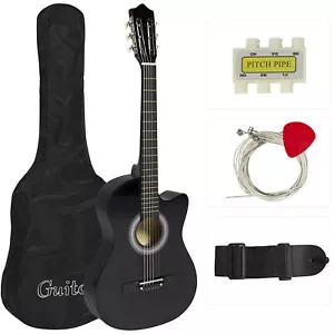 Kit pacchetto chitarra acustica cutway 38"" per principianti con custodia strap pick pick pitck (40 - Foto 1 di 4