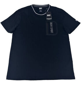 New! DKNY Men's Short Sleeve Classic Fit T-Shirt Stretch Black DK43SK1216  L XL