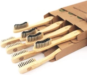 Eco-Friendly Bamboo Toothbrushes - Charcoal Infused Bristles, BPA-Free, Organic - Picture 1 of 5