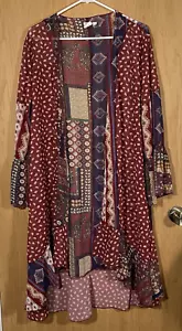 Grace & Emma Boho offene Strickjacke Staubtuch Patchwork transparent Glockenärmel Festival S/M - Bild 1 von 7