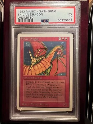 1993 Magic the Gathering Unlimited Shivan Dragon PSA 5 - Image 1 of 2