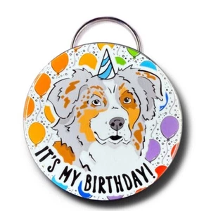 Red Merle Australian Shepherd Dog Birthday Bottle Opener Keychain Handmade - Picture 1 of 4