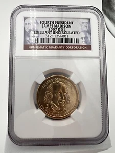 2007-D $1 Fourth President James Madison Dollar Brilliant Uncirculated. NGC - Picture 1 of 4