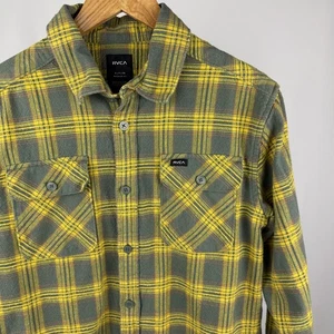 RVCA Mens Small Regular Fit Flannel Yellow - Picture 1 of 6