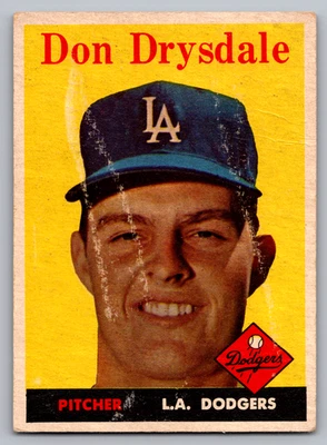 1958 Topps #25 Don Drysdale Dodgers Foto 1 de 3