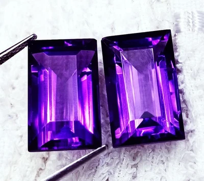 Par de baggette de piedras preciosas sueltas amatista violeta natural de 10 a 12 quilates certificado RL263 Foto 1 de 4