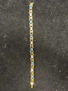 14k Gelbgold über 925 Silber Tennisarmband Laborsimulierte Diamanten 7" lang - Bild 1 von 6