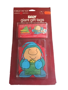 American Greetings ZIGGY Christmas Gift Tags 3 Giant Tags 12 Gift Tags 1984 VTG - Picture 1 of 5