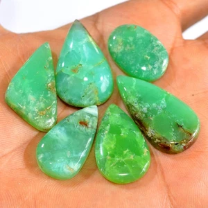 6Pcs 144Cts Natural Chrysoprase Cabochon Loose Gemstone Lot 34x15 23x15mm #15937 - Picture 1 of 6