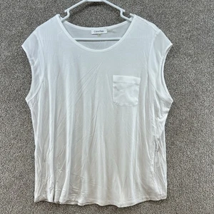 Calvin Klein Women's T-Shirt Top Size 1X White Short Sleeve Pullover - Picture 1 of 10