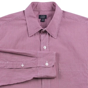 J.Crew Maroon Micro Check 120s 2-Ply Cotton Button Up Dress Shirt 15 - 34 - Picture 1 of 7