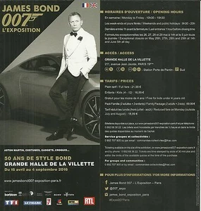 FLYER PLV - JAMES BOND 007 : L' EXPOSITION 50 ANS A PARIS ( FRANCE ) / ADVERT - Photo 1/1