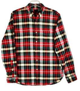 J Crew Herren Large klassisches Langarm Button-Down Hemd rot grün gelb kariert - Bild 1 von 4