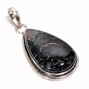 925 Sterling Silver Moss Agate Gemstone Daily Wear Anniversary Pendant Jewelry - Picture 1 of 6