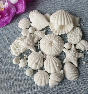 Fondant Large Seashells Cake Cupcakes Decorations DIY x 30 - Picture 1 of 6