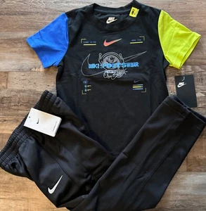 NWT Nike Boys 7 Black/White/Blue/Green Therma-Fit Pants Set 7 - Picture 1 of 3