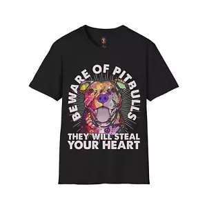 T-Shirt Herz stehlen Pitbull lustig Pitbull Haustierliebhaber Dogdad Dogmom Geschenk - Bild 1 von 65
