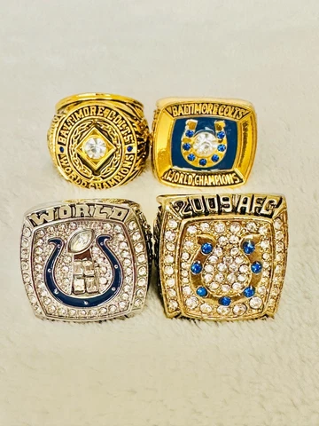 4 PCS Baltimore/Indianapolis Colts Championship Ring SET, US SHIP Cover