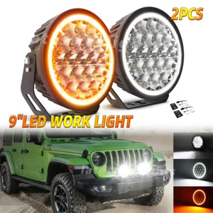 2PCS 9'' LED Driving Lights Spot Flood Fog Offroad 4WD SUV Truck White Amber 12V - Picture 1 of 10