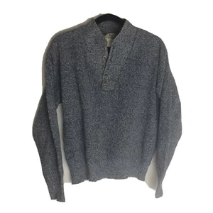 LL BEAN Gr. M Pullover Schalkragen mit Knopf meliert blau Pulli - Bild 1 von 4