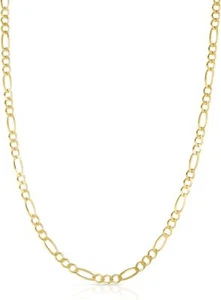 Floreo 14k Gelbgold oder Weißgold 2 mm solide Figaro Kette Halskette - Bild 1 von 9
