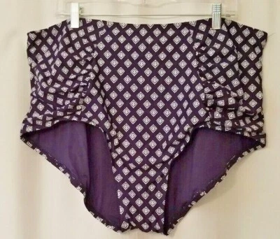 Traje de baño Anne Cole parte inferior azul marino y blanco diseño geométrico talla grande 22W Foto 1 de 4