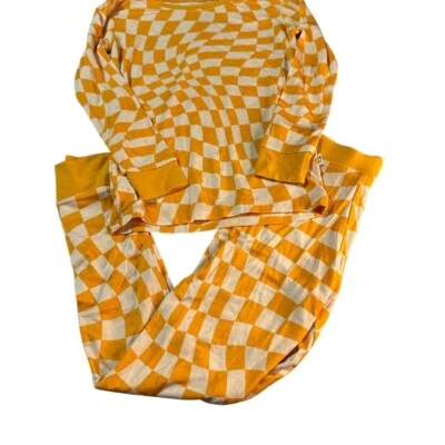 Dream Big Little Co Pijama Dos Piezas Manga Larga Bambú Naranja y Blanco, 5/6t Foto 1 de 2