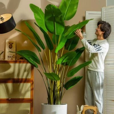 Tropical Large Artificial Palm Fake Plant Faux Banana Tree Home Decoration - Image 1 of 4