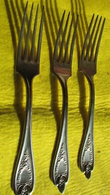 1911 СТАРАЯ КОЛОНИЯ Узор 3 Обеденные Вилки Дизайн-RR 1847 Rogers Bro Серебряная Тарелка - Изображение 1 из 4